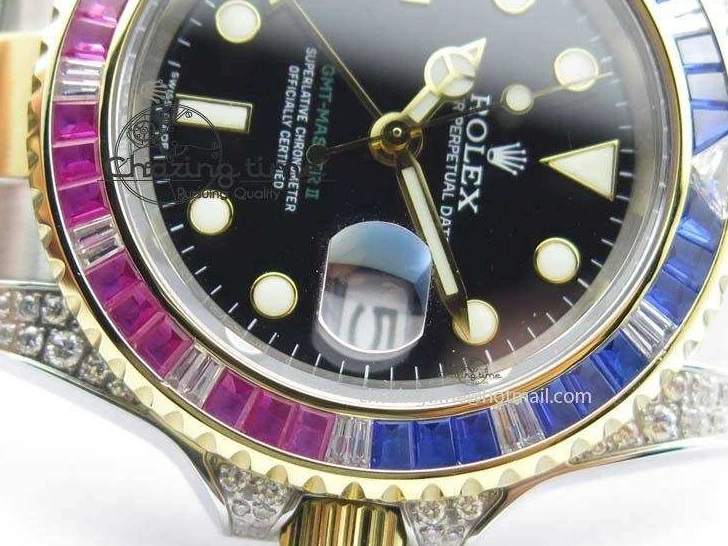 MiroTime 0511 GMT-Master II 116759 SS YG Bp-Maker Blue Red Ruby Crystal Black Dial On SS YG Bracelet A SmoothTexture 3771